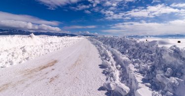 Snow Drifted Road Recently Plowed